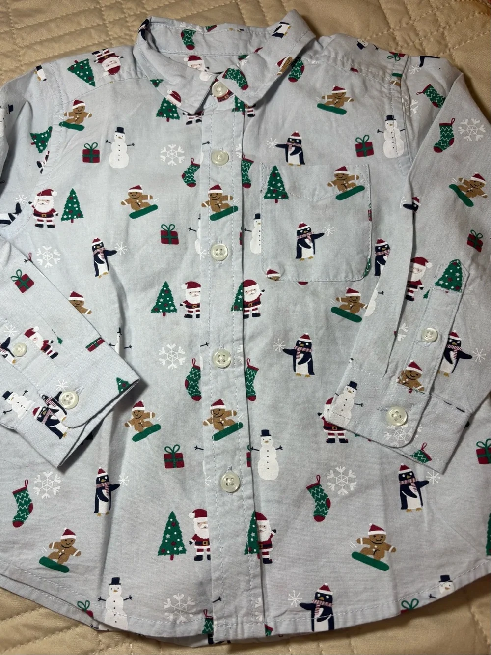 Children’s Place 18-24M Boys Holiday Print Button-Up Shirt